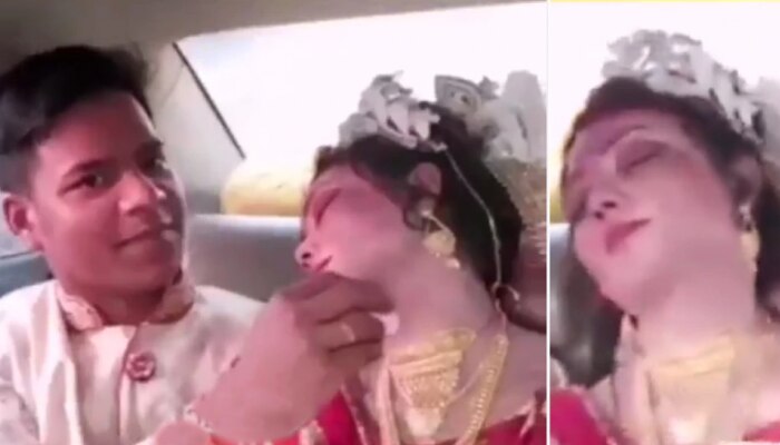 नववधू मेकअप करून कारमध्ये झोपली, मग नवरदेवाने असा आणला खरा चेहरा समोर, पाहा व्हिडीओ