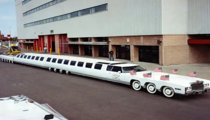 World&#039;s Longest Car: हेलिपॅड, स्विमिंग पूल आणि मिनी गोल्फ कोर्स असलेली कार, जाणून घ्या 1 तासाचं भाडं