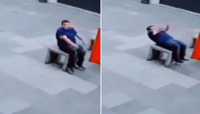 बाकावर बसून व्यायाम करत होता व्यक्ती, अचानक घडलं असं काही की... पाहा व्हिडीओ