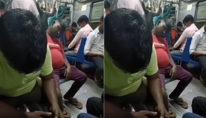 Local Train मध्ये झोपणाऱ्यांनो हा व्हिडीओ पाहा, हा व्यक्ती ट्रेनमध्ये झोपला खरा पण...