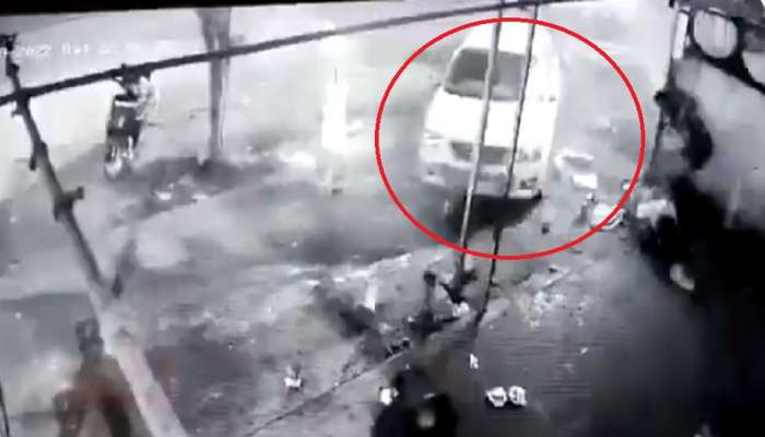 मद्यधुंद तरुणानं रिव्हर्समध्ये पळवली गाडी, पाहा थरकाप उडवणारा अपघाताचा व्हिडीओ