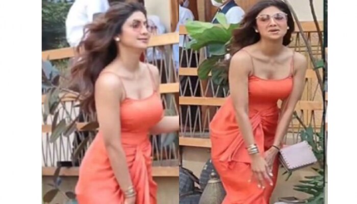  shilpa shetty कॅमेऱ्यासमोर पोज द्यायला आली खरी, पण ड्रेस उडताच झाली अशी अवस्था