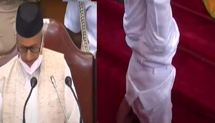 राज्यपालांविरोधात निषेधासन! राष्ट्रवादीच्या आमदाराचं 'खाली डोकं वर पाय' आंदोलन