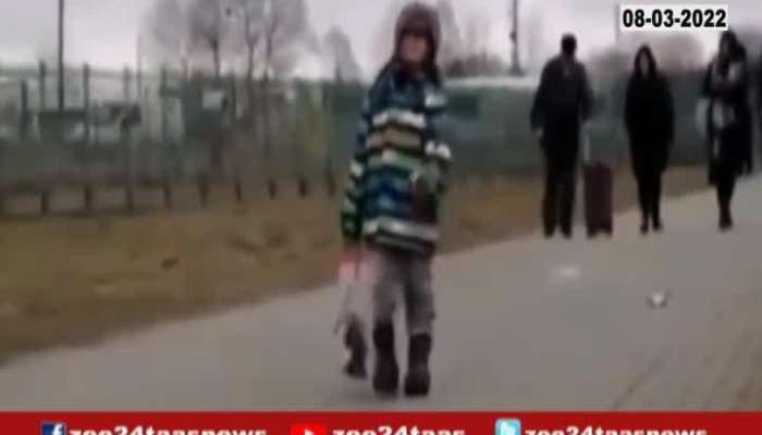 Ukraine Boy Walking Alone Without Parents 