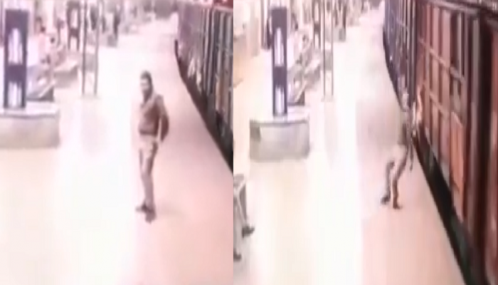 चक्कर येऊन पोलीस कोसळला रुळावर, आणि तितक्यात आली मालगाडी... धक्कादायक VIDEO