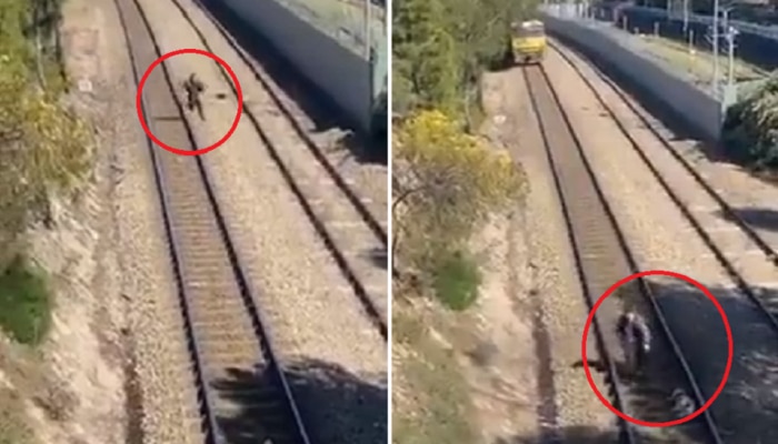 कुत्र्यासाठी स्वत:चा जीव धोक्यात, त्याला वाचवायला ट्रेनच्या समोर धावला आणि... पाहा व्हिडीओ
