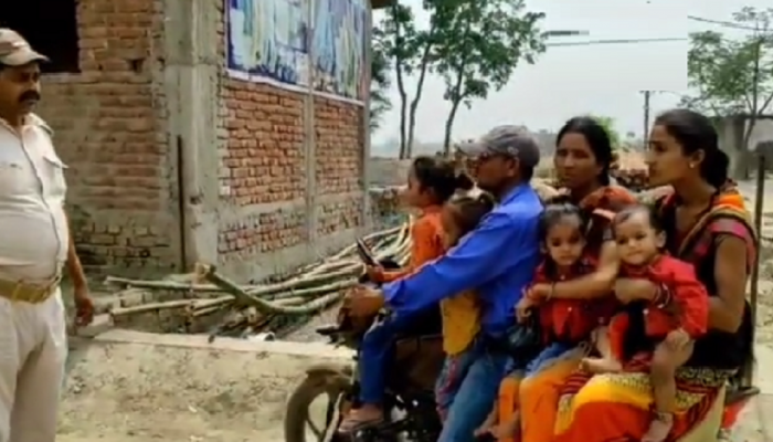 बाईकवर 7 लोक बसले म्हणून पोलिसांनी थांबलं, 'हे' कारण देऊन त्याने सगळ्यांनाच चक्रावलं, पाहा व्हिडीओ