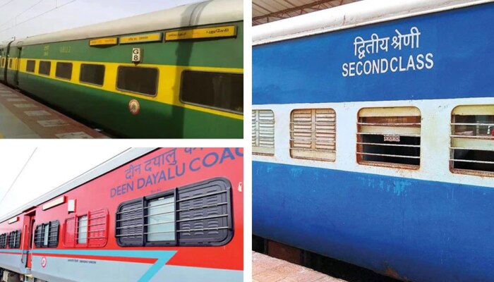 Indian Railways : ट्रेनच्या डब्यांना लाल, निळा आणि हिरवा रंग का असतो? यामागचं कारण खूपच रंजक