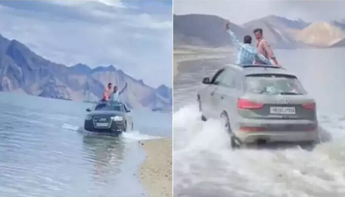 Pangong Tso मध्ये कार रेटण्याचा Video पाहून तुमच्याही तळपायाची आग मस्तकात जाईल 