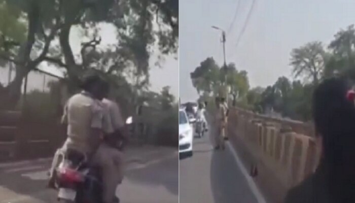 Traffic Police चं जेव्हा वाहतुकीचे नियम मोडतात, संपूर्ण दृश्य कॅमेरात कैद