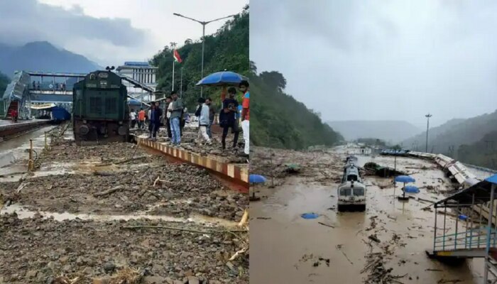 Shocking Video : पावसामुळं आतापासूनच हाहाकाराची सुरुवात; पूरामुळं रेल्वेही उलटली 