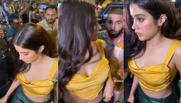  Janhvi Kapoor छोट्या कपड्यात निघाली पार्टीला, गर्दीत जे झालं त्यापासून &#039;बॉयफ्रेंड&#039; ही वाचवू शकला नाही