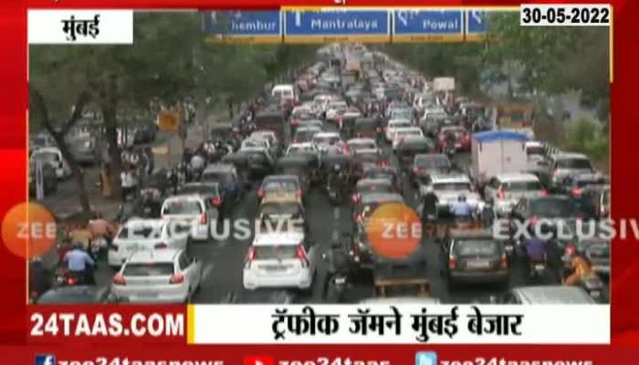 Mumbai traffic Jam in eastern Express highway due to Metro work 