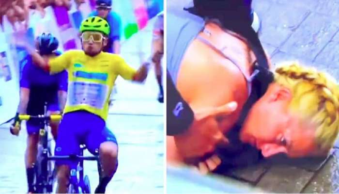 Video: सायकल शर्यत जिंकल्यानंतर पतीने उत्साहात केलं असं की, पत्नी झाली बेशुद्ध 
