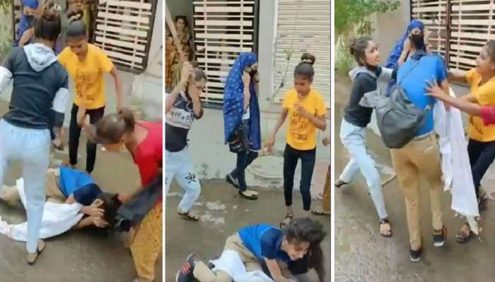 डोमिनोज गर्लला भर रस्त्यात मारहाण, चार मुलींनी लाथाबुक्क्यांनी मारल्याचा Video Viral