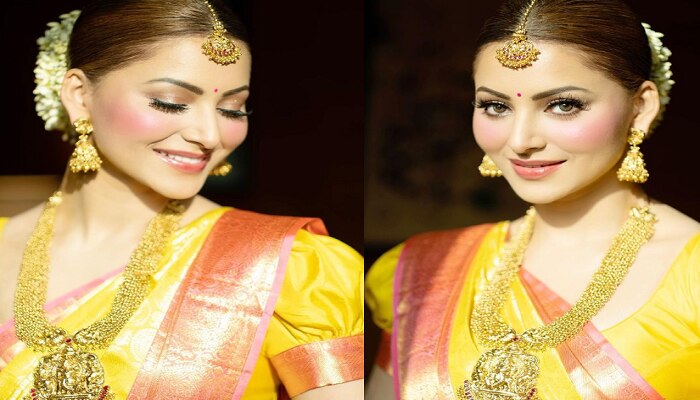 Urvashi Rautela कांजीवरम साडीत फुलून आल सौंदर्य, पाहा फोटो