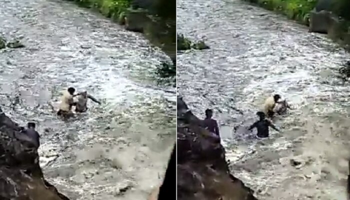 त्यांची ती धडपड फक्त त्या व्यक्तीला वाचवण्यासाठी, दोन पोलिस पाण्यात उरतले आणि... पाहा व्हिडीओ