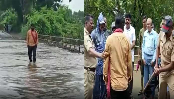 Video : आधी पुराच्या पाण्यातून घेतली डॅशिंग एन्ट्री नंतर पोलिसांनी दिला दडुक्यांचा प्रसाद