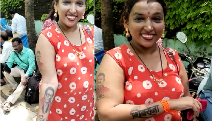अस्मितेच्या हातावर शिवसेना; अंगावर गोंदवले शिवसेना नेत्यांचे टॅटू