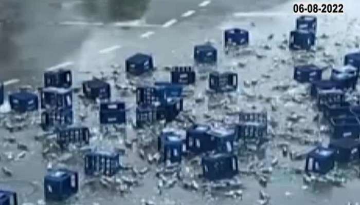 Beer bottles rain down on the street