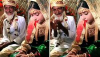 पिकल्या पानाचा देठ की हो हिरवा|  सुंदर 'वधू' पाहून म्हातारा 'वर' आनंदी, Video पाहून 