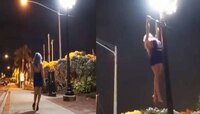 Video : बॅकलेस मिनी ड्रेसमध्ये तरुणीचा वर्कआऊट; खांबावर चढत काढले पुलअप्स 