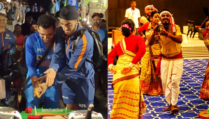 पारंपारिक बिहू नृत्य, केकही कापला..., गुवाहाटीतील जंगी स्वागत पाहून Team India भारावली