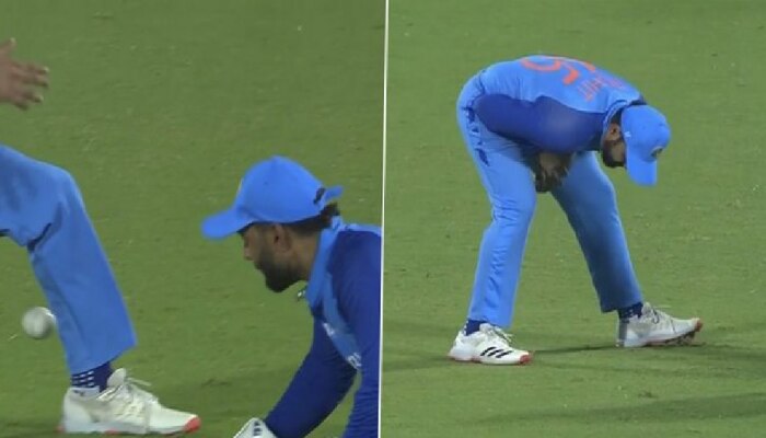 ऋषभ पंतकडून कॅच सुटला आणि बॉल Rohit Sharma च्या नको त्या ठिकाणी...; Video व्हायरल