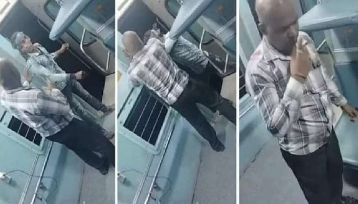 रेल्वे प्रवाशाने चालत्या ट्रेनमधून तरुणाला फेकलं बाहेर; Video Viral