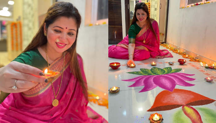 Deepali Sayyad: आधी मुख्यमंत्र्यांची भेट, आता कमळाची रांगोळी... राजकीय वर्तुळात भुवया उंचावल्या!