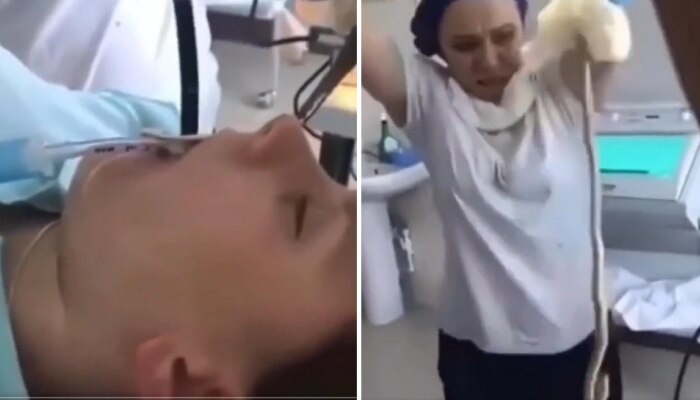 Video : तरुणीच्या तोंडात  4 फुटांचा साप घुसला आणि...