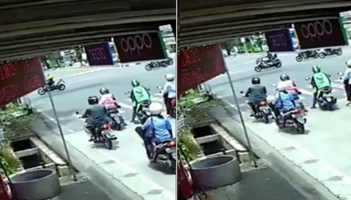 Video : ती बाईकवरुन चालली होती, तो थांबला आणि तिचा तोल गेला...