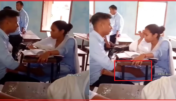 Video : क्लासरुममध्ये मुला मुलीचं 'हे' कृत्य पाहून नेटकऱ्यांना बसतोय धक्का