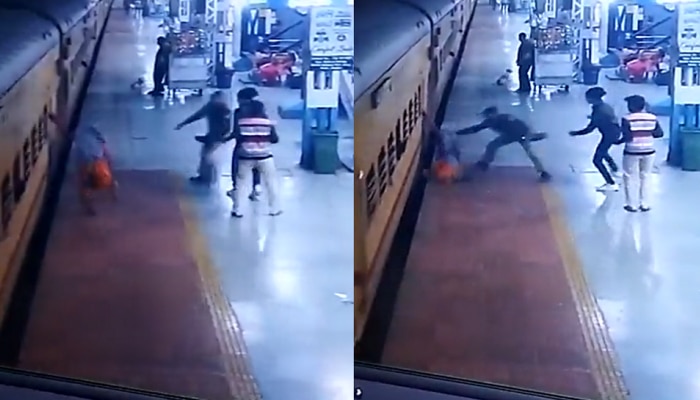 Video : धावत्या रेल्वेतून महिला खाली पडली अन्...
