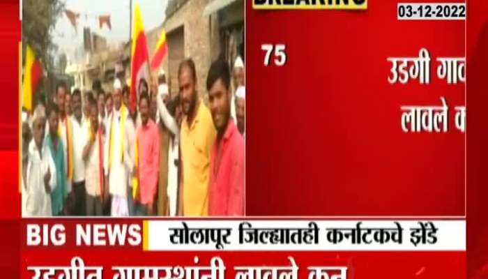 Citizens of Solapur's Udgi village hoist Karnataka flags