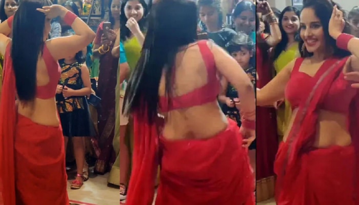 VIDEO : रश्मिकाच्या &#039;Oo Antava&#039; वर लाल साडीत तरुणीचा वेड लावणारा डान्स