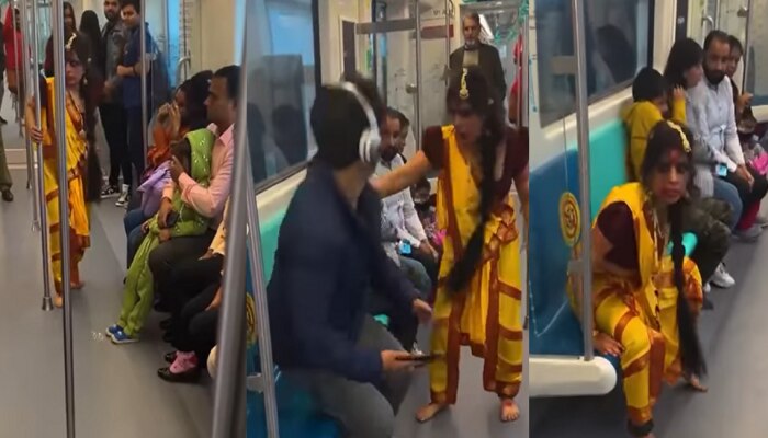 VIDEO : जेव्हा मेट्रोमध्ये अवतरते &#039;मंजुलिका&#039;, विचित्र आवाज ऐकून प्रवासी...