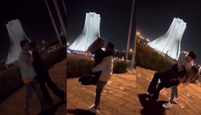 Couple Viral Video : कपलला रस्त्यात रोमान्स करणं पडलं महागात, डान्स करताना तिला जवळ घेत अन् मग...