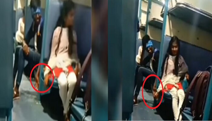 Viral Video : धावत्या ट्रेनमध्ये प्रेमी युगुलाचा Romance, मुलीचं कृत्य पाहून व्हाल अवाक्