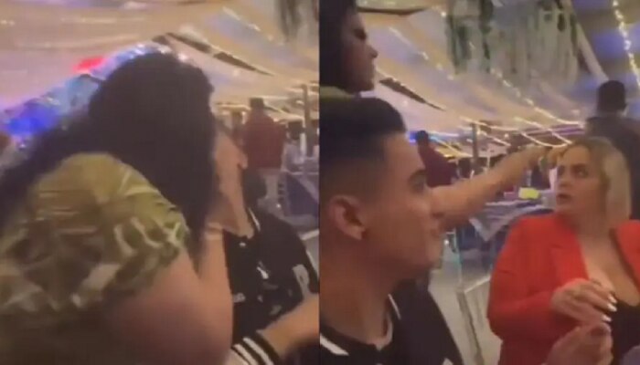 Couple Viral Video : &#039;त्या&#039; तरुणीने गर्लफ्रेंडसमोरच तिच्या बॉयफ्रेंडला केलं KISS, अन् मग...
