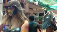 Holi Viral Video : 'मी होळीचे कपडे नाही घातले थांबा, भर रस्त्यातच फॉरेनरने... Video 