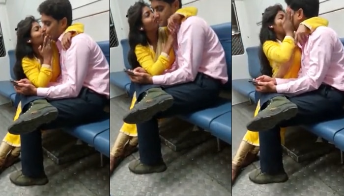 Mumbai Viral Video : मुंबई लोकल ट्रेनमध्ये कपलचा रोमान्स, Kiss करतानाचा व्हिडीओ व्हायरल 