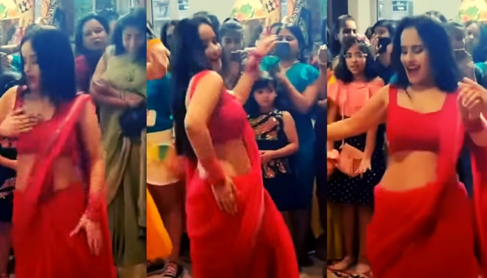 Bhabhi Bold Dance: लाल साडी घालून भाभीनं केला कहर... बोल्ड डान्सचा Video तुम्ही पाहिला का?