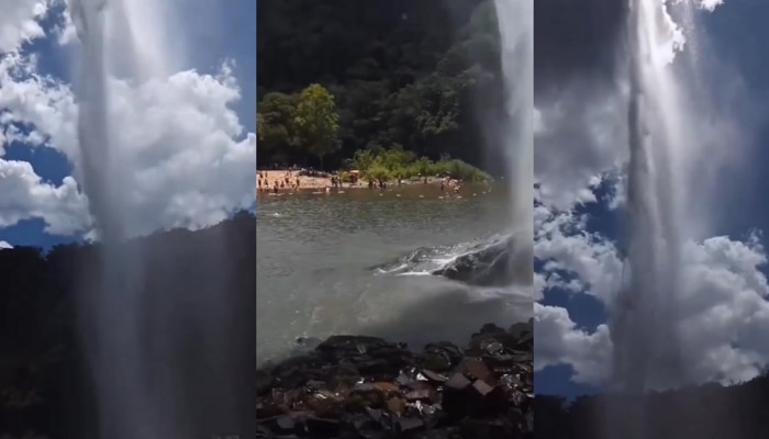 Viral Video : भर उन्हात आकाशातून कोसळला धबधबा, निसर्गाचे अद्भूत दर्शन देणारं दृश्यं