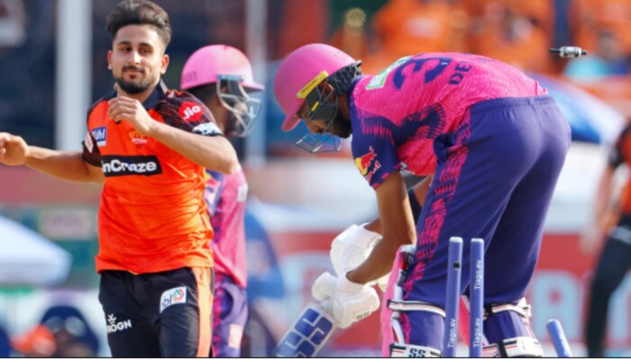 IPL 2023 SRH vs RR: पापणी पण लवली नाय अन् उमरानने उडवल्या पडीक्कलच्या दांड्या, बॉल गोळीगत आला अन्...; पाहा VIDEO