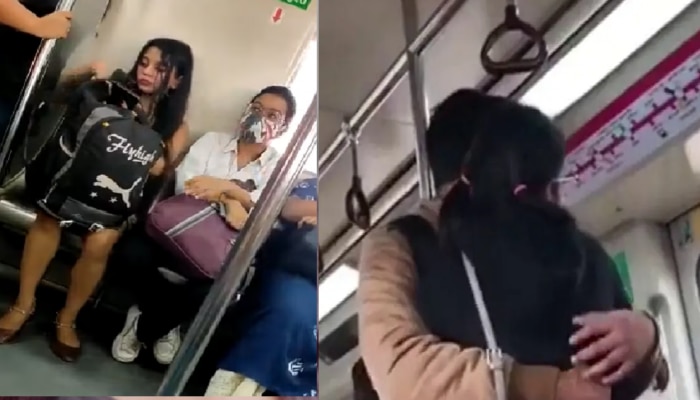 दिल्ली मेट्रोमध्ये Couple चा खुलेआम रोमान्स, Kiss करतानाच Video Viral