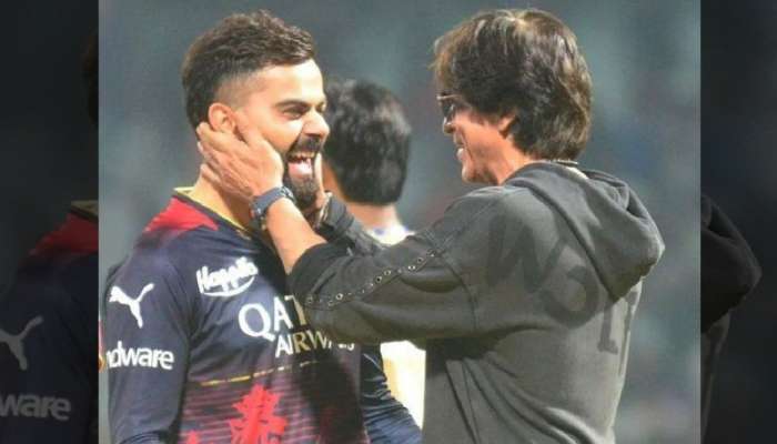 IPL: दोन King एकाच फ्रेममध्ये! Shah Rukh Khan ने लाडाने पकडला Virat Kohli चेहरा अन्...