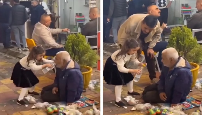 Viral Video : रस्त्याच्या कडेला बसलेल्या आजारी वृद्धाला पाहून चिमुरडीने केलं असं काही की,...सर्वत्र फक्त तिचीच चर्चा 