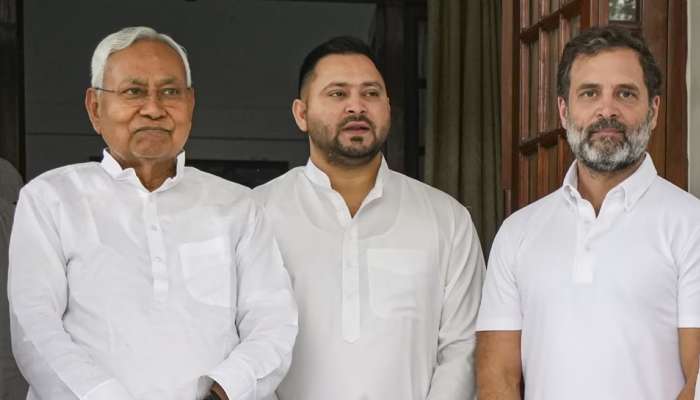 राहुल गांधी यांनी मागे उभ्या असलेल्या तेजस्वी यादव यांना खेचत नितीश यांच्यासोबत आणले आणि... । पाहा VIDEO