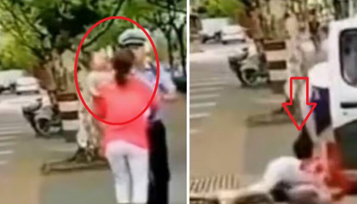 Viral Video : महिलेच्या कडेवर लहान मुलगा असताना पोलिसाचं भयानक कृत्य, संतापजनक व्हिडीओ व्हायरल